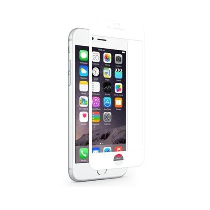 Калено стъклено защитно покритие за дисплея на iPhone 8 Plus, iPhone 7 Plus (бял-прозрачен) - Displex Real Glass 10H Protector 3D Full Cover (bulk)