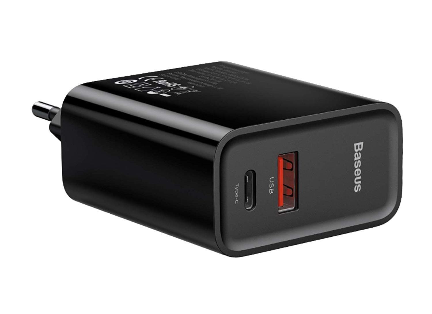 Зарядно устройство Baseus Dual, от контакт към USB C(ж) / USB A(ж), 5V, 5A, черно