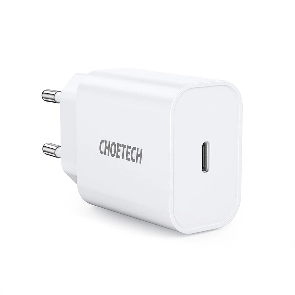 Зарядно устройство Choetech (PD5005-EU), от контакт към USB C(ж), бяло, 20W