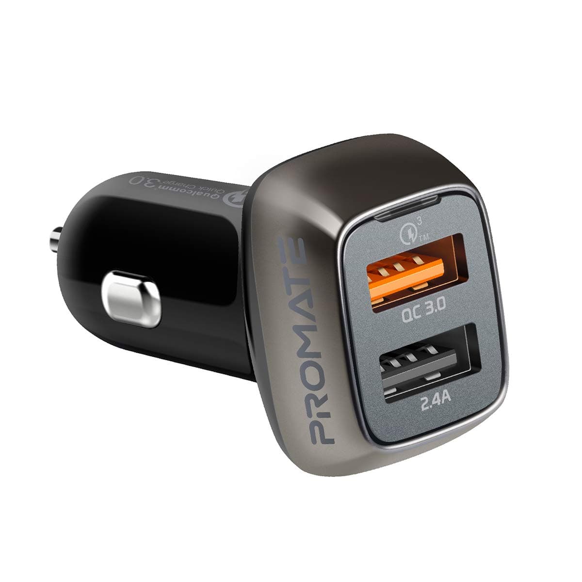 Зарядно за кола Promate Scud-30 Car Charger Dual USB 30W QC 3.0 (190419), от автомобилна запалка към 2x USB-A(ж), 2.4A, черно