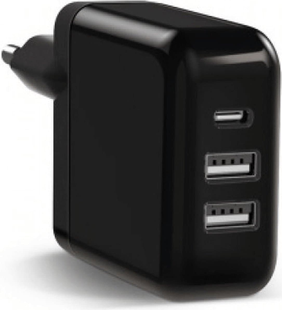 Зарядно устройство Samsung KeyCo 3-in-1 (GP-U999SOPCFEA), от контакт към 1x USB-C(ж) / 2x USB-A(ж), 25W, черно