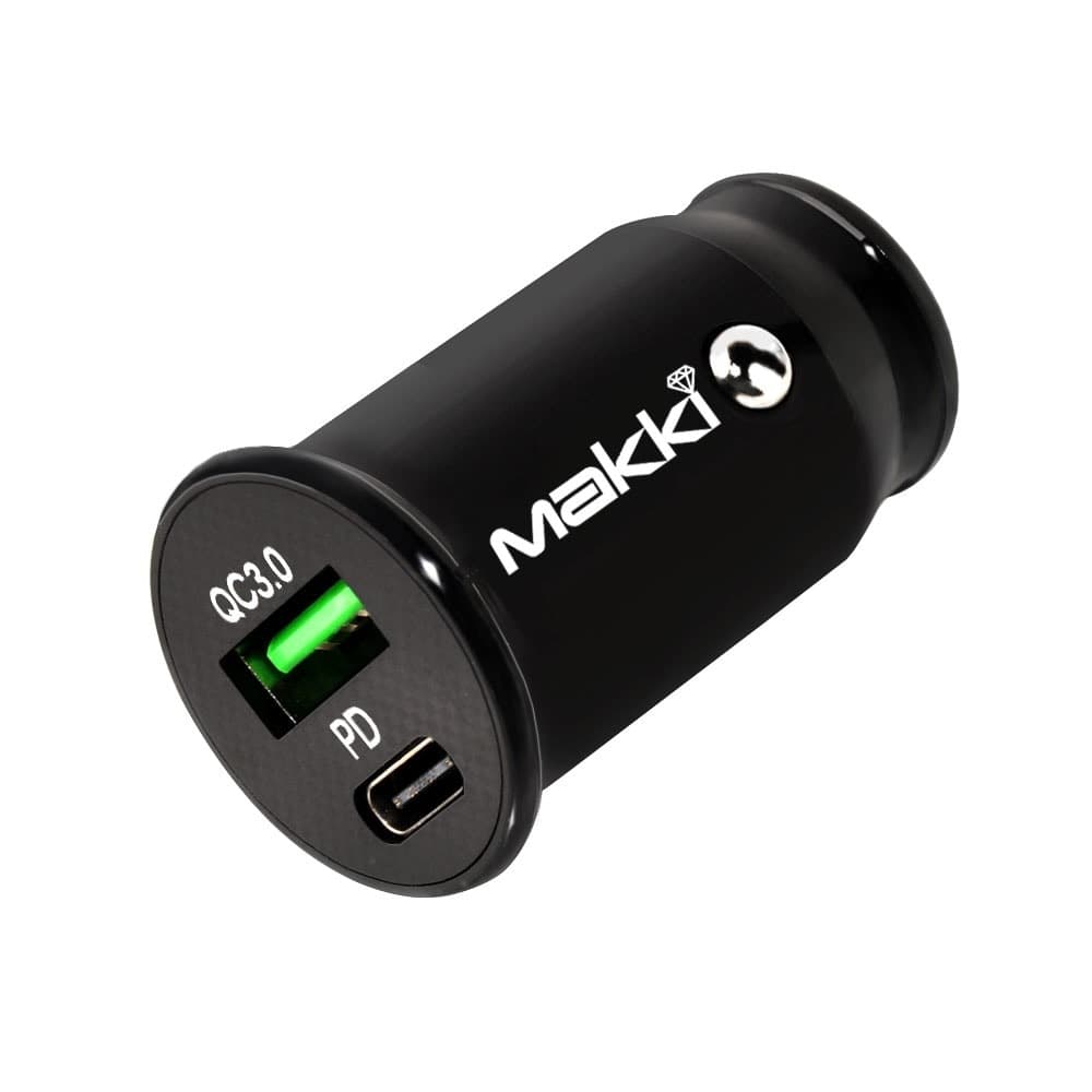 Зарядно за кола MAKKI CC20W02-BK, от автомобилна запалка към USB 3.1 Type-C/2.0, 12V, 1.5A, 20W, черно