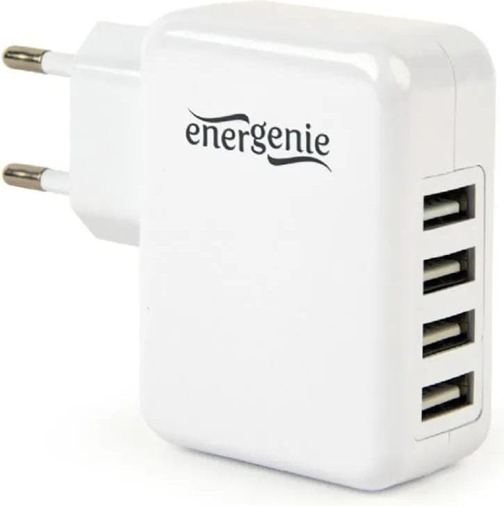 Зарядно устройство Gembird EG-U4AC-02, от контакт към 4x USB-A(ж), бяло