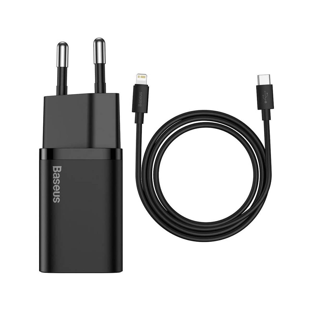 Зарядно устройство Baseus Super Si USB-C PD Wall Charger 20W (TZCCSUP-B01), от контакт към USB C(ж), черно