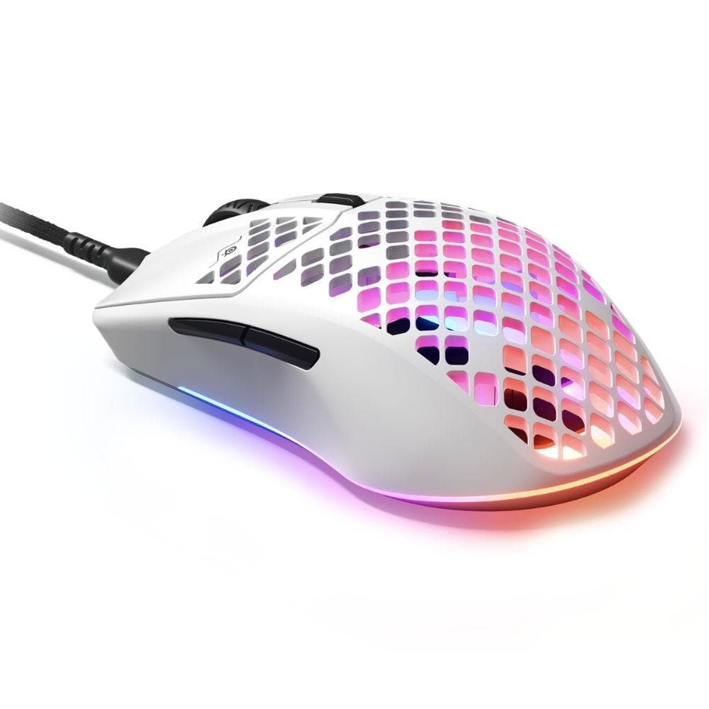 Мишка SteelSeries Aerox 3 (2022) Snow, оптична (8,500 dpi), USB, AquaBarrier™ Protection, бял