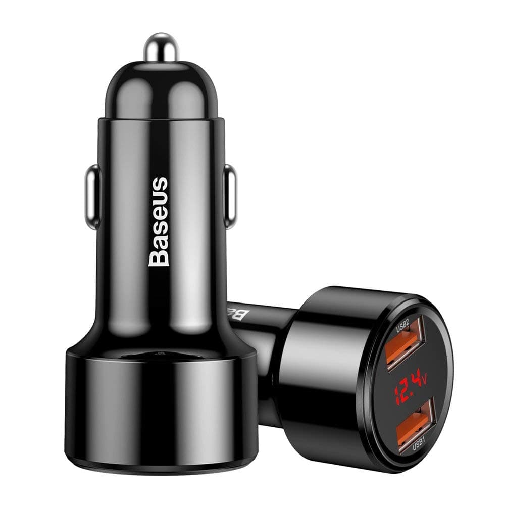 Зарядно за кола Baseus Dual USB QC 3.0 Car Charger 45W (CCMLC20A-01), от автомобилна запалка към 2x USB A(ж), черно