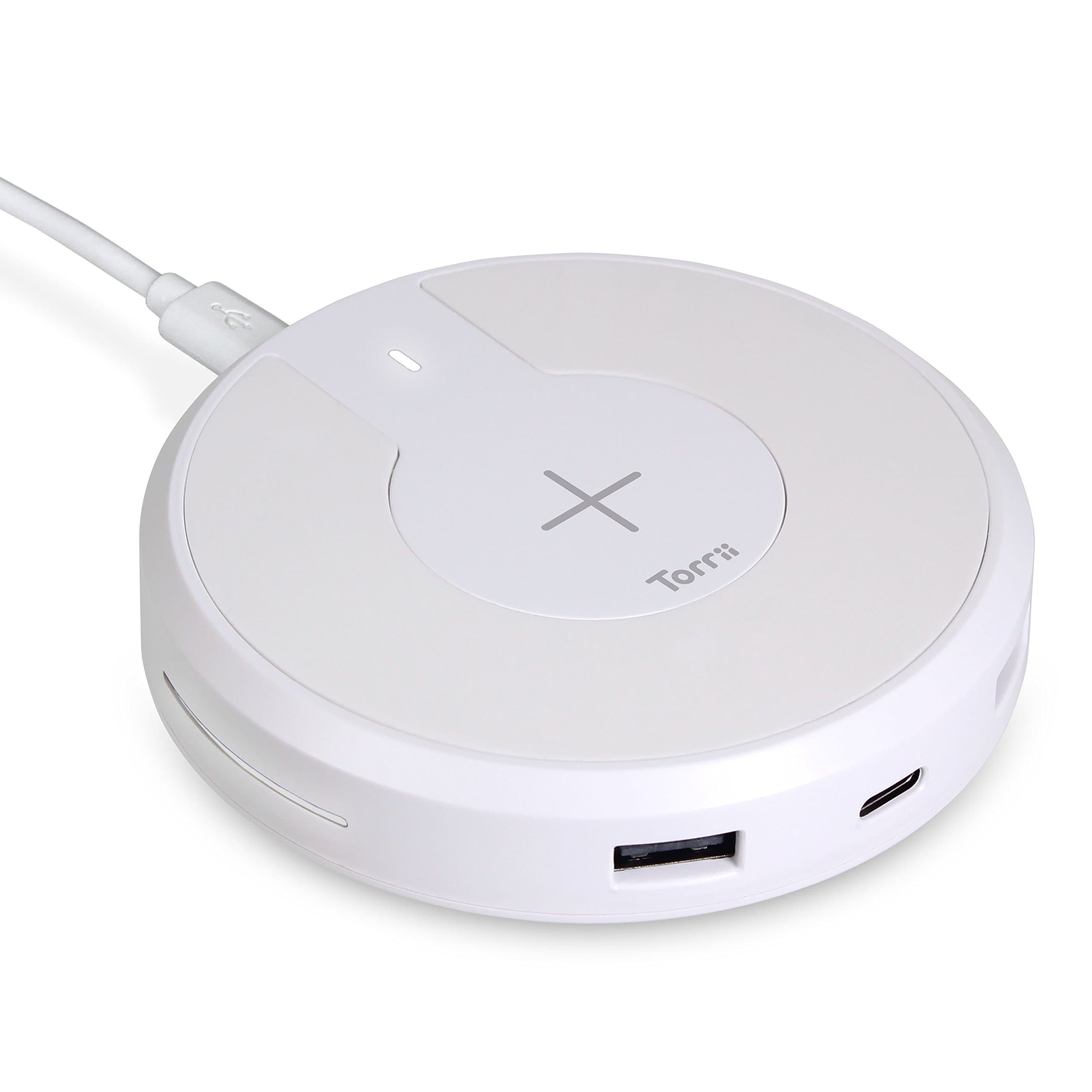 Безжично зарядно Torrii Bolt Wireless Charging Hub Black (TBT-WCH-V12), от USB-C към безжично зареждане/2x USB, 5V/2.4A, 19W, бяло