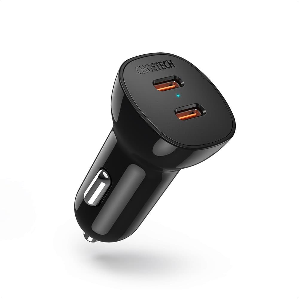 Зарядно за кола Choetech FCP Dual Quick Car Charger 40W (TC0008), от автомобилна запалка към 2x USB-C(ж), 12V/1.67A, 40W, черно