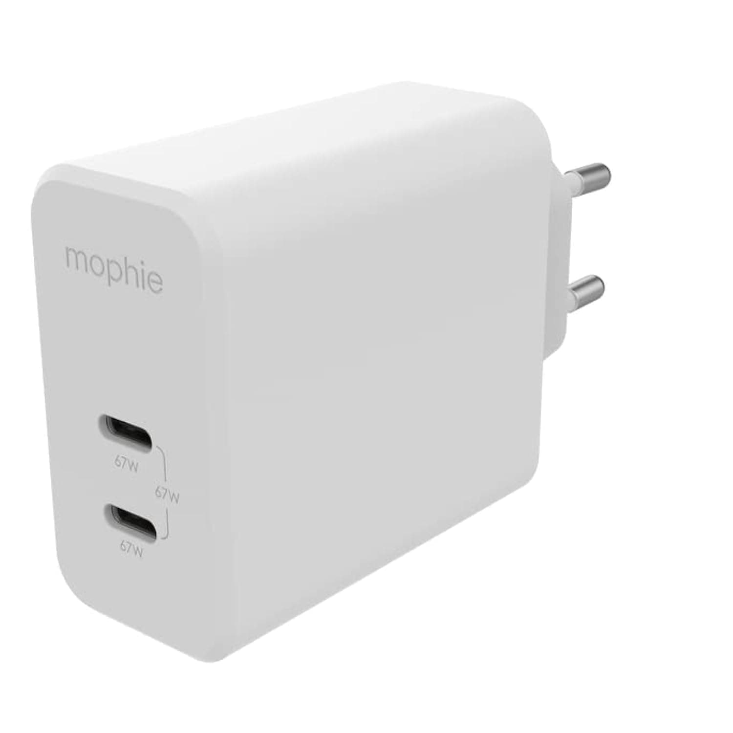 Зарядно устройство Мophie 409909304, от контакт към 2x USB-C(ж), 67W, бяло