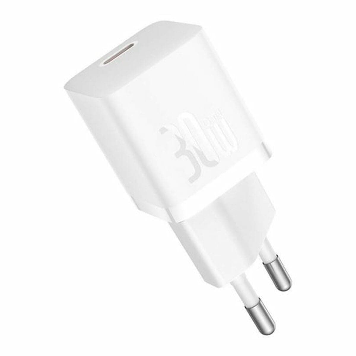 Зарядно устройство Baseus GaN5 (CCGN070502), от контакт към USB-C(ж), 30W, бяло