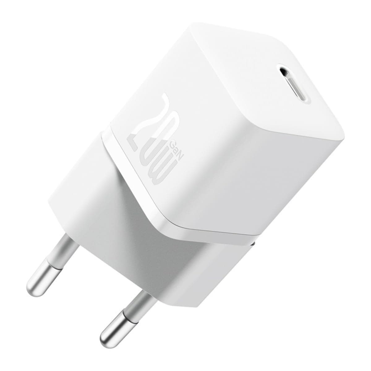 Зарядно устройство Baseus GaN5 Mini (CCGN050102), от контакт към USB-C(ж), 20W, бяло