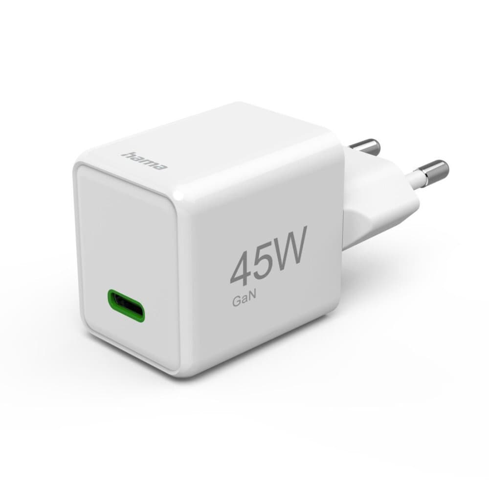 Зарядно устройство Hama 201983, от контакт към 1x USB C(ж), бяло, 45W, QC 3.0
