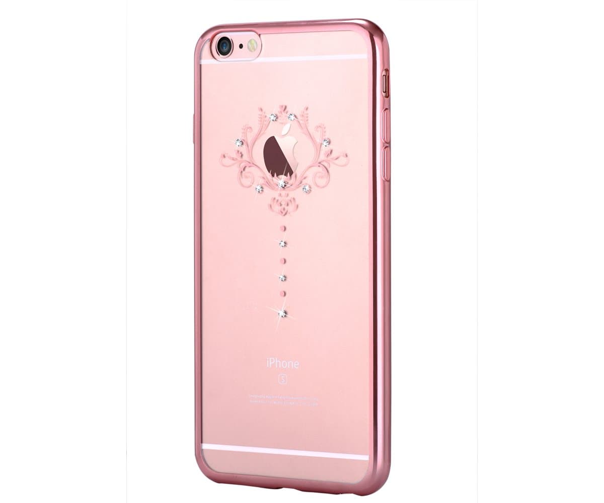 Силиконов (TPU) калъф за iPhone 6, iPhone 6S (с кристали Сваровски) - Devia Crystal Iris Case (розово злато)