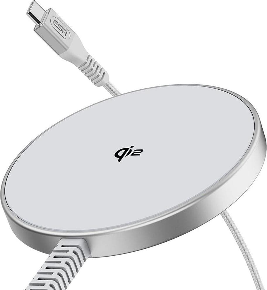 Безжично зарядно ESR HaloLock QI2 (ESR814), от USB-C(м) към безжично зареждане, 9V/2.22A, бяло