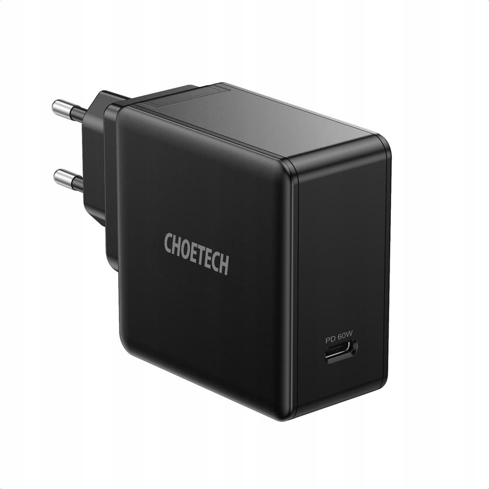 Зарядно устройство Choetech Q4004-EU, от контакт към 1x USB-C(ж), 20V/3A, черно, 60W, PD 3.0