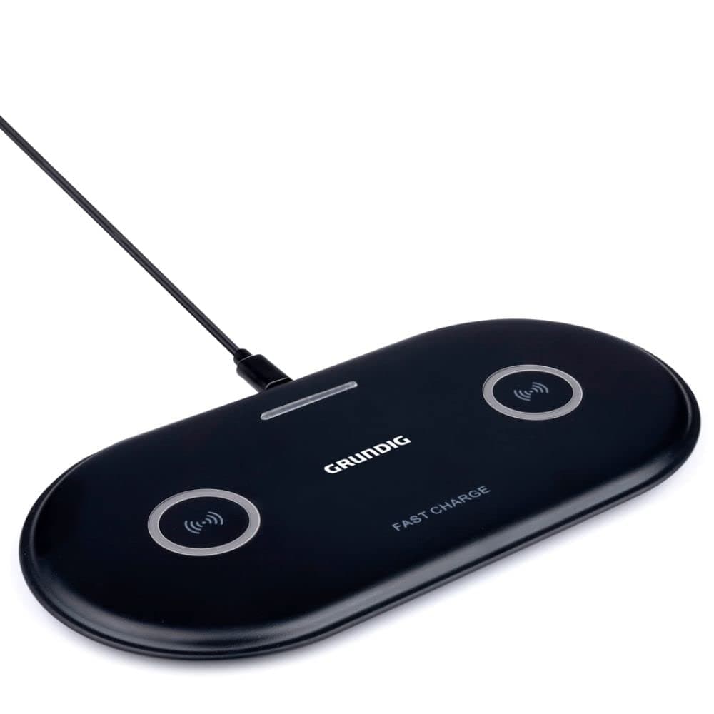 Безжично зарядно Grundig 26823, от USB-C(ж) към безжично зареждане, 12V/2.5A, черно, 20W