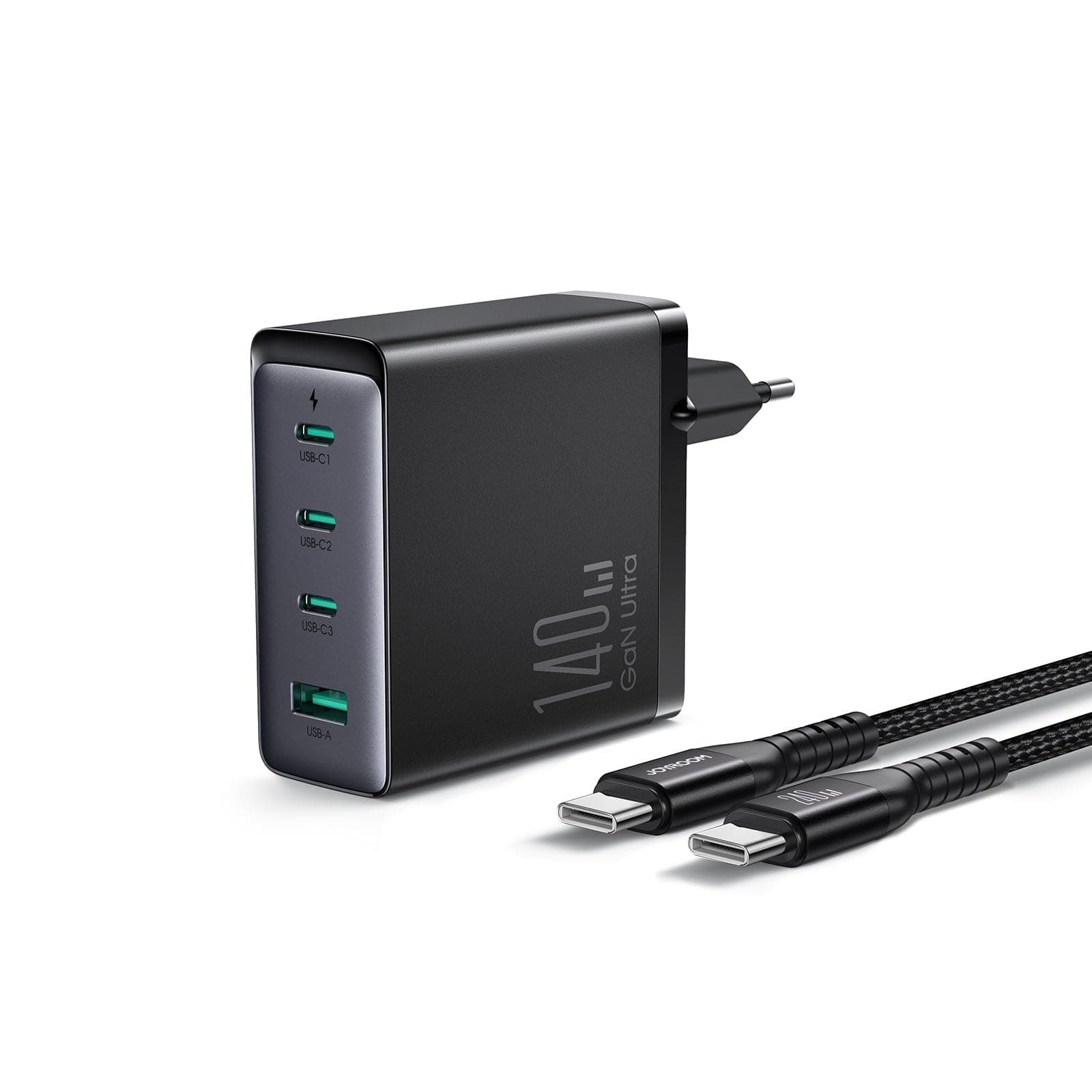 Зарядно устройство Joyroom JR-TCG05EU, от контакт към 3x USB-C(ж), 1x USB-A(ж), 28V/5A, черно, 140W
