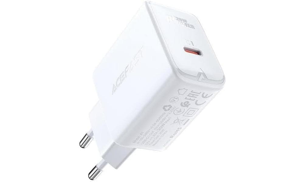 Зарядно устройство Acefast A1, от контакт към 1x USB-C(ж), бяло, 20W, QC 3.0