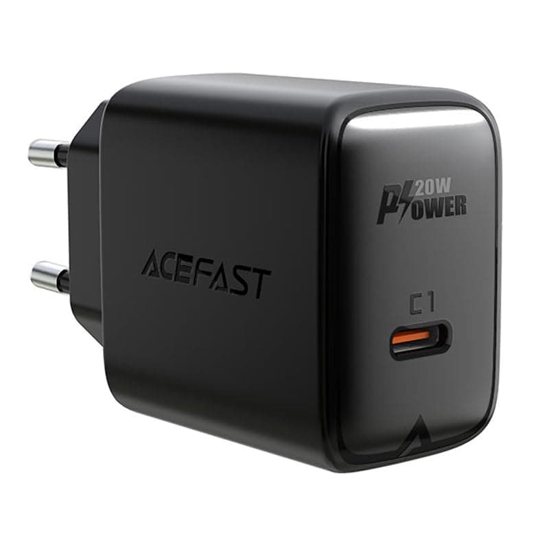 Зарядно устройство Acefast A1, от контакт към 1x USB-C(ж), черно, 20W, QC 3.0