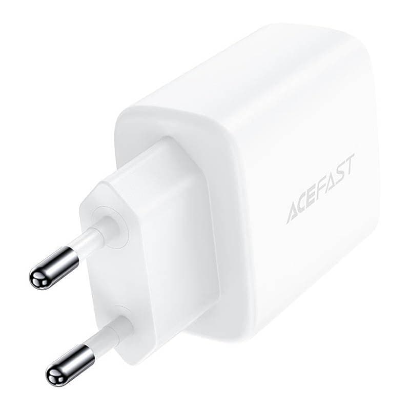 Зарядно устройство Acefast A25, от контакт към 1x USB-C(ж), 1x USB-A(ж), 5V/3A, бяло, QC 3.0