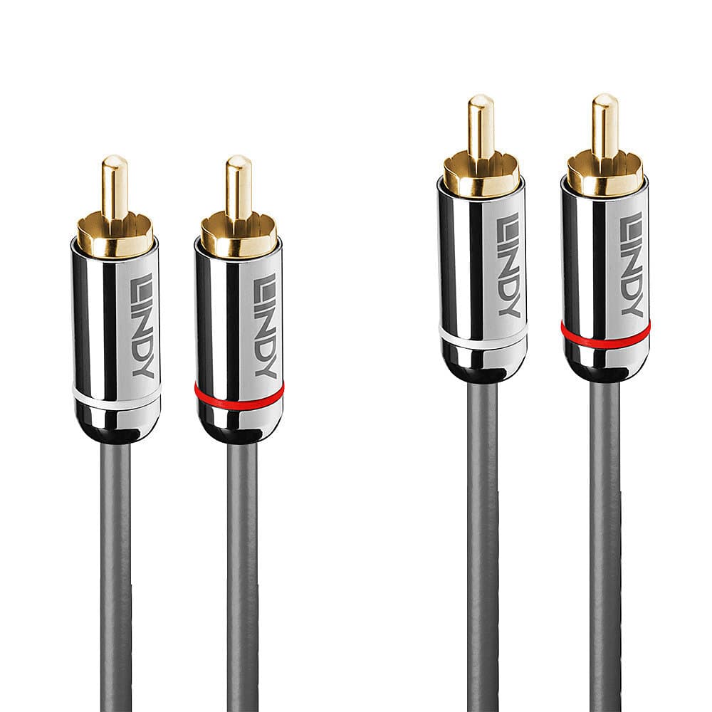 Кабел Lindy LNY-35348, от 2x RCA чинч(m) към 2x RCA чинч(m), 5m, сив