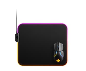 Подложка за мишка SteelSeries QcK Prism Cloth Medium, гейминг, със RGB подсветка, 320 mm x 270 mm x 4 mm, черна