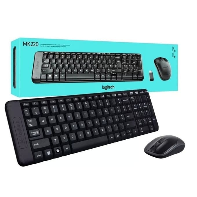Комплект клавиатура и мишка Logitech MK220, безжични, черни, USB