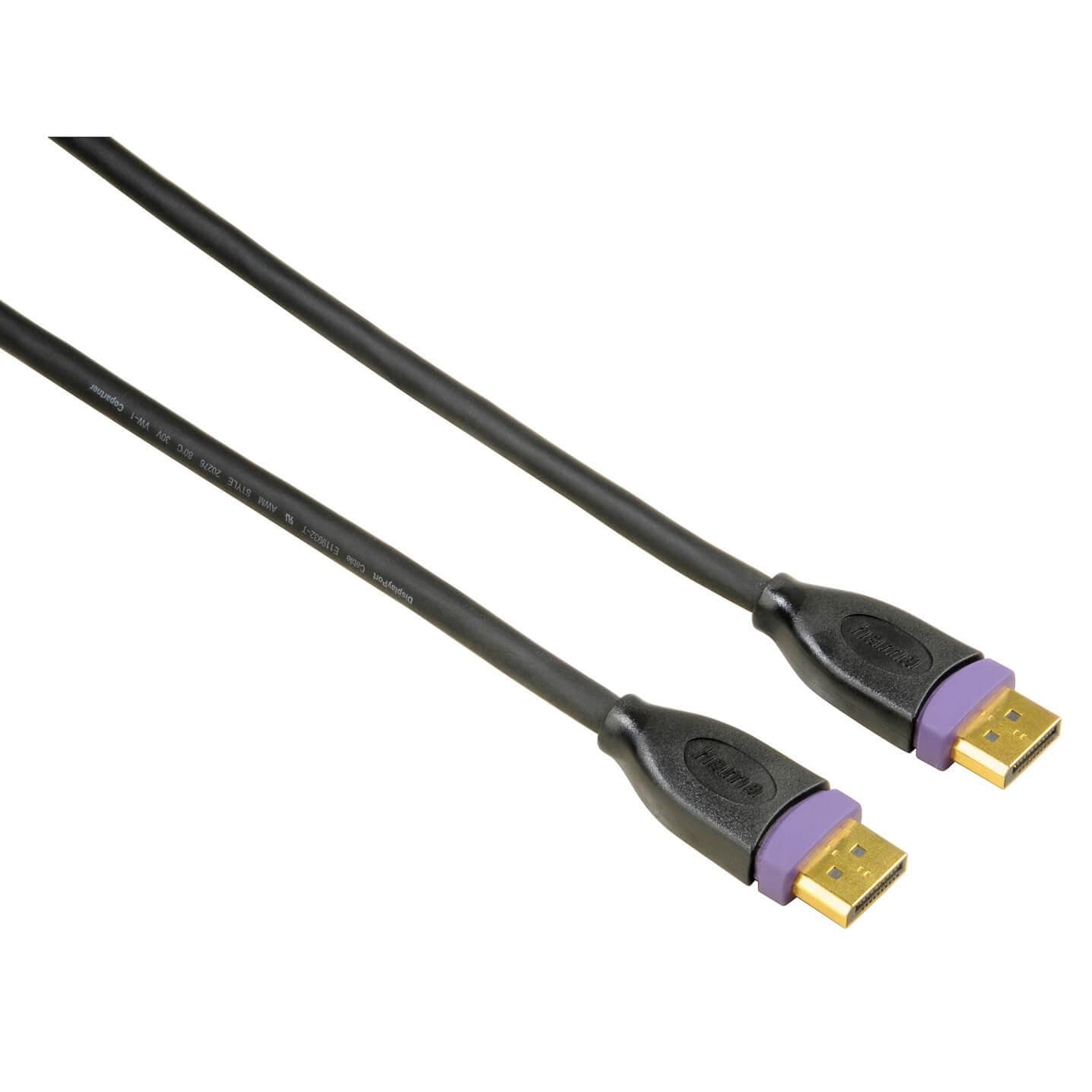 Кабел HAMA 00078442, от DisplayPort(м) към DisplayPort(м), 1.8m, черен