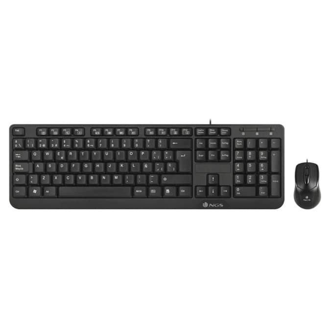 Комплект клавиатура и мишка NGS Cocoa Kit, 1200 DPI, мултимедийми клавиши, USB, черни