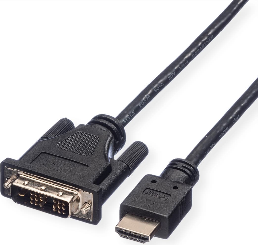 Кабел Roline, DVI(м) към HDMI(м), 2m