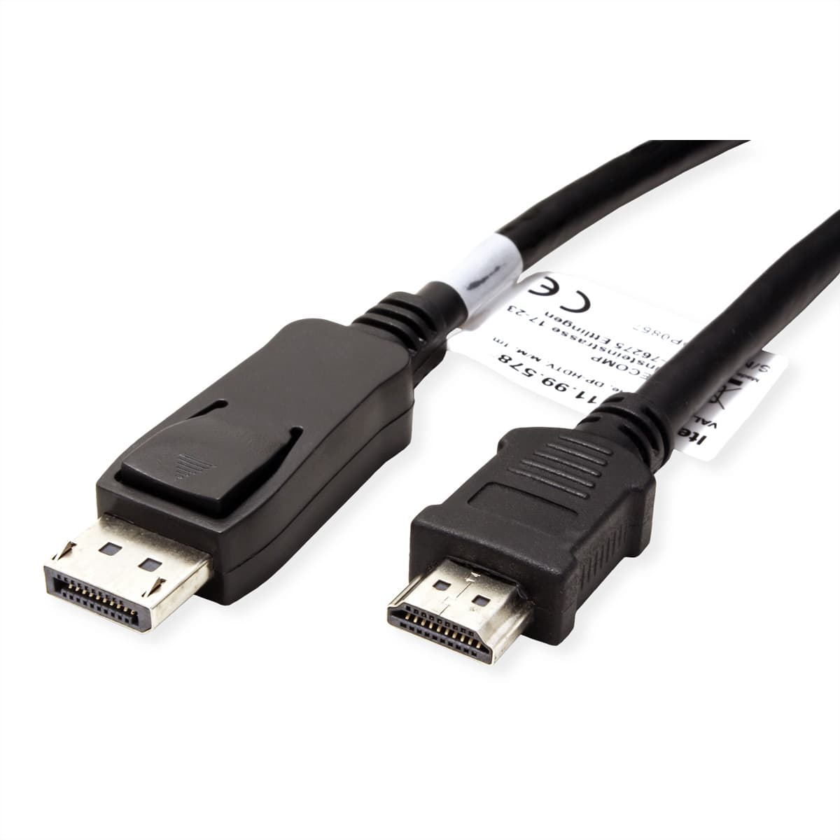 Кабел ROLINE 11.99.5782, DisplayPort(м) към HDMI(м), 3m, черен