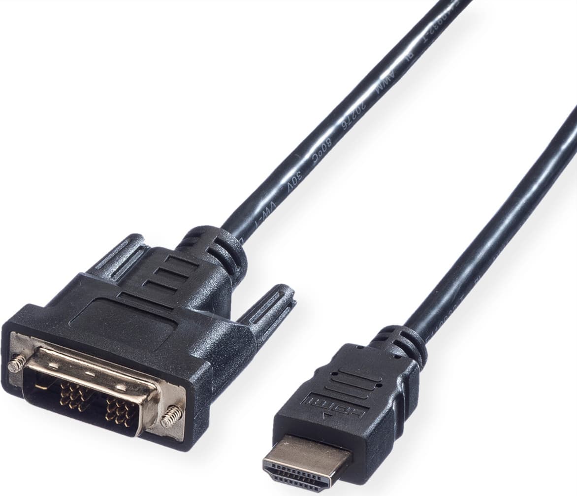 Кабел Roline 11.99.5553, DVI(м) към HDMI(м), 10m, черен