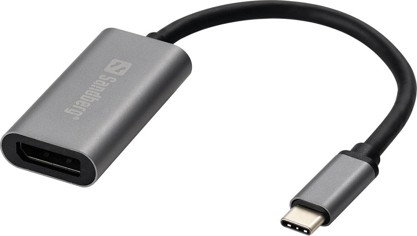 Адаптер Sandberg 136-19, от USB 3.1 Type C(м) към Display Port(ж), до 4K резолюция, алуминиев корпус, бял