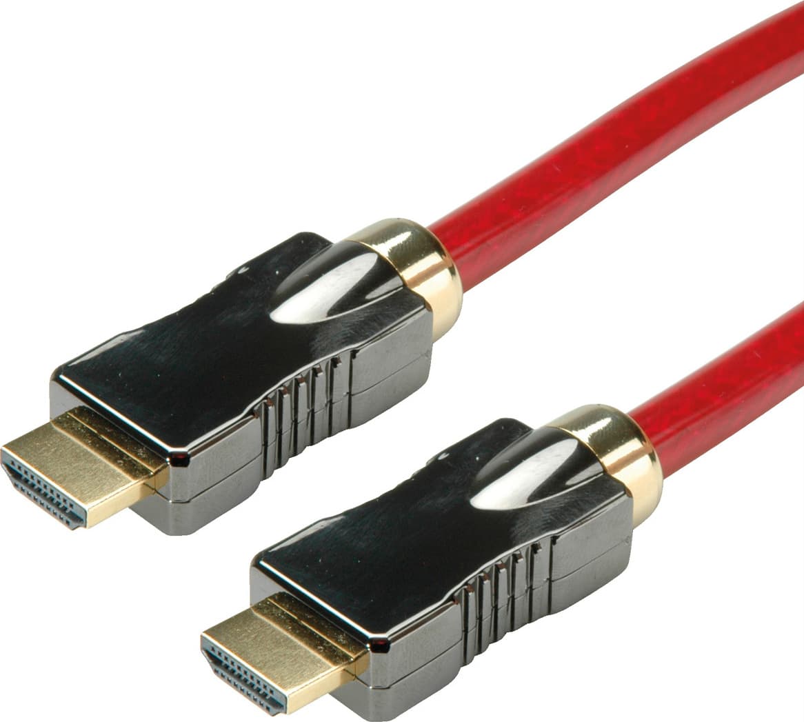 Кабел Roline 11.04.5905, от HDMI(м) към HDMI(м), 5м, червен, 8К + Ethernet