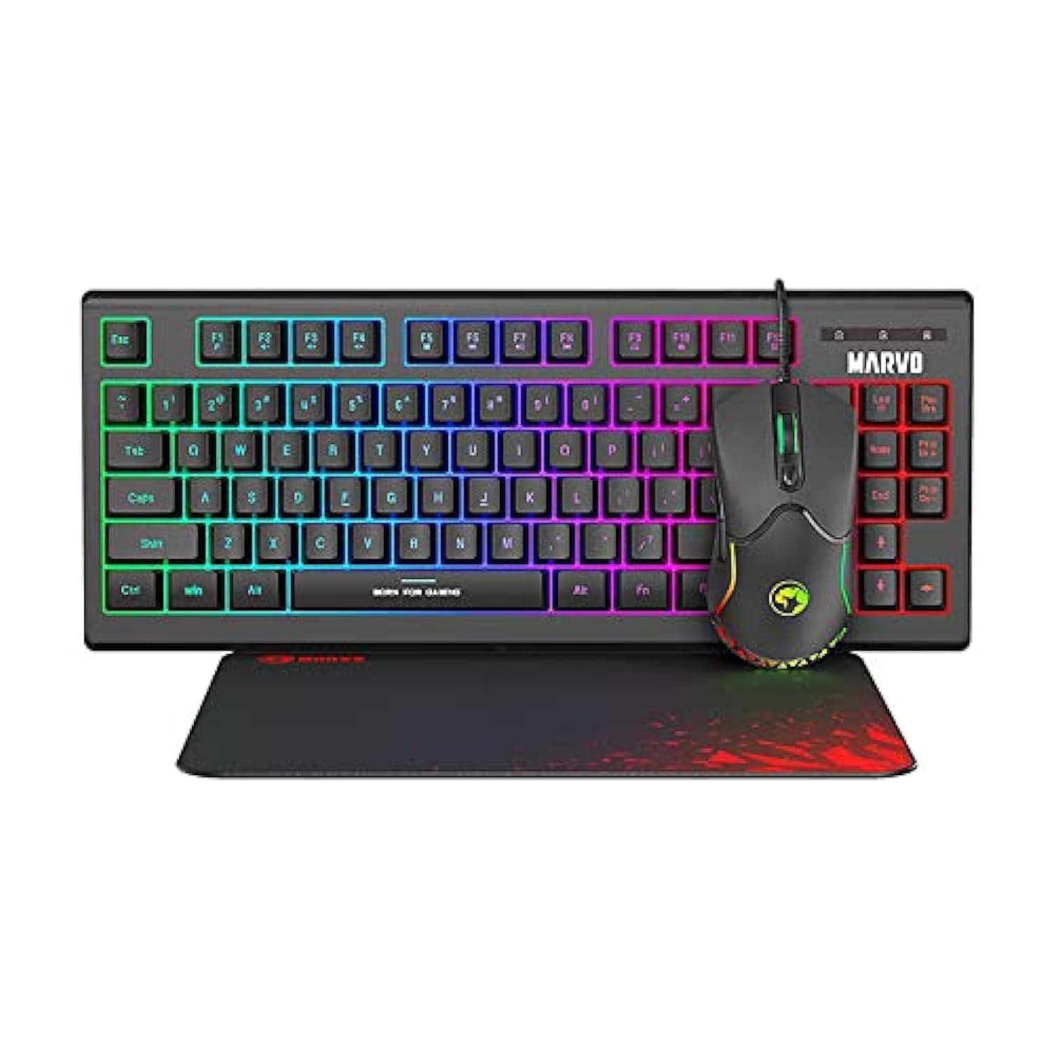 Комплект клавиатура, мишка и пад Marvo CM310, подсветка, мишка (2400 dpi), USB, черни