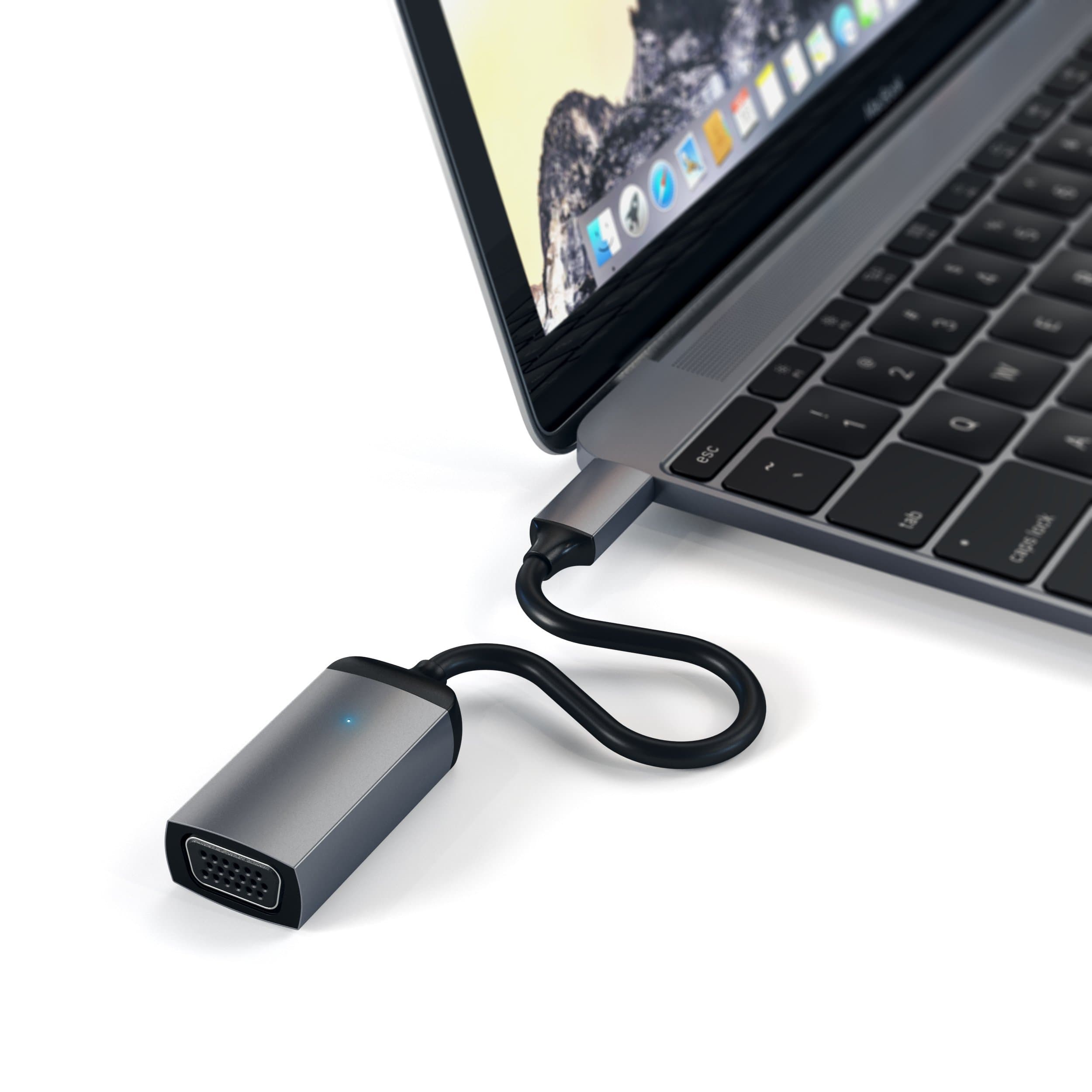 Кабел Satechi Aluminum, от USB-C(м) към VGA(ж), 9cm, тъмносив