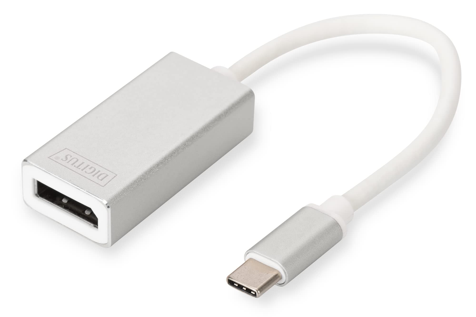 Адаптер Assmann DA-70844, от USB Type-C(м) към DisplayPort(ж), 0.2m, бял