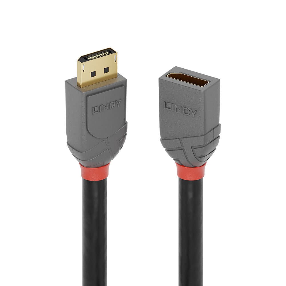 Кабел Lindy Anthra Line, от DisplayPort 1.4 (м) към DisplayPort 1.4 (ж), 3.0 m, черен