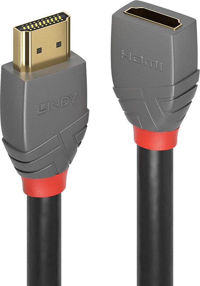 Кабел Lindy Anthra Line, от HDMI Type-A 2.0 (м) към HDMI Type-A 2.0 (ж), 3.0 м, черен