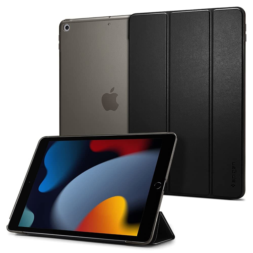 Калъф Spigen Smart Fold ACS00373, за Apple iPad 7 (2019), еко кожа, с поставка, черен