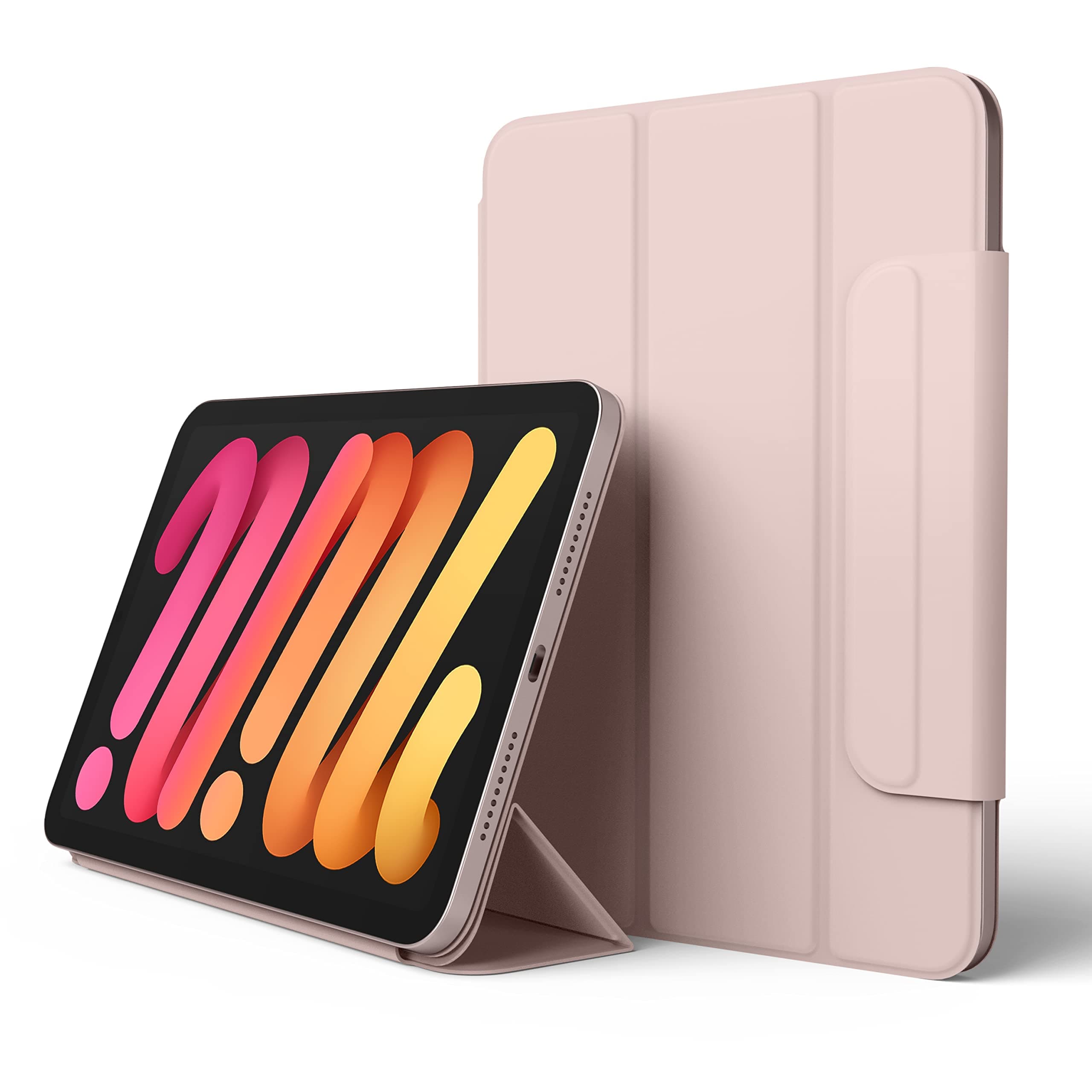 Калъф за таблет Elago Smart Folio Clasp Case, за Apple iPad mini 6, магнитен полиуретанов с поставка, розов