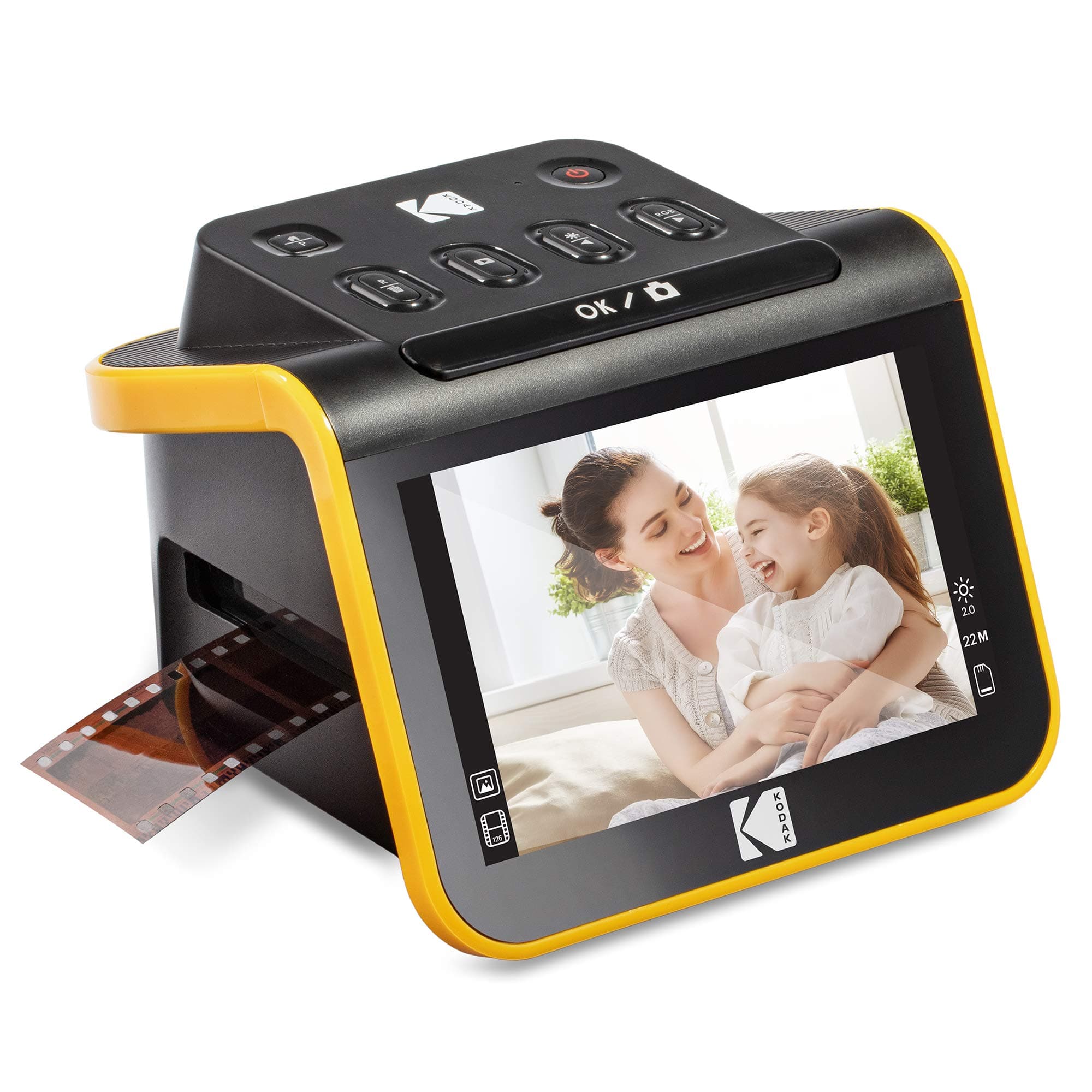 Скенер за филми Kodak Slide and Scan 5 inch, 5" LCD екран, 22MP резолюция, съвместим с черно-бели негативи [135, 110, 126 mm] и 50 mm диапозитиви [135, 110, 126 mm], HDMI, USB-C, SDCard до 32gb