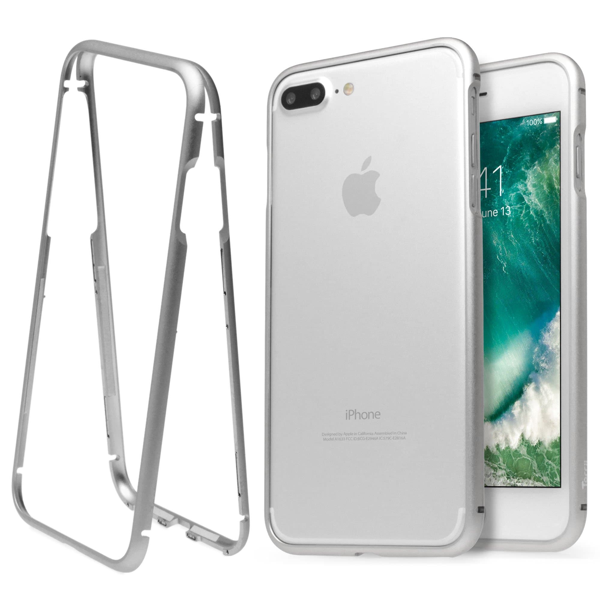 Магнитен алуминиев бъмпер и покрития за дисплея и задната част за iPhone 8 Plus, iPhone 7 Plus - Torrii MagLoop Bumper Case (сребрист)