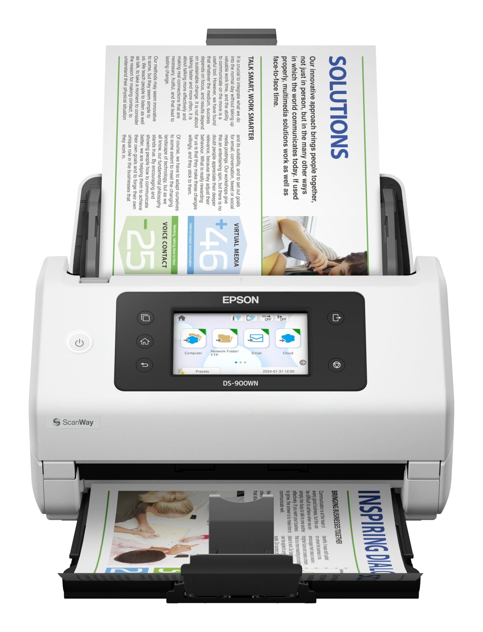 EPSON Scanner A4 мрежов и Wifi автономен, съвместим с Open Platform 70ppm/140ipm подаващо устройство 100 листа