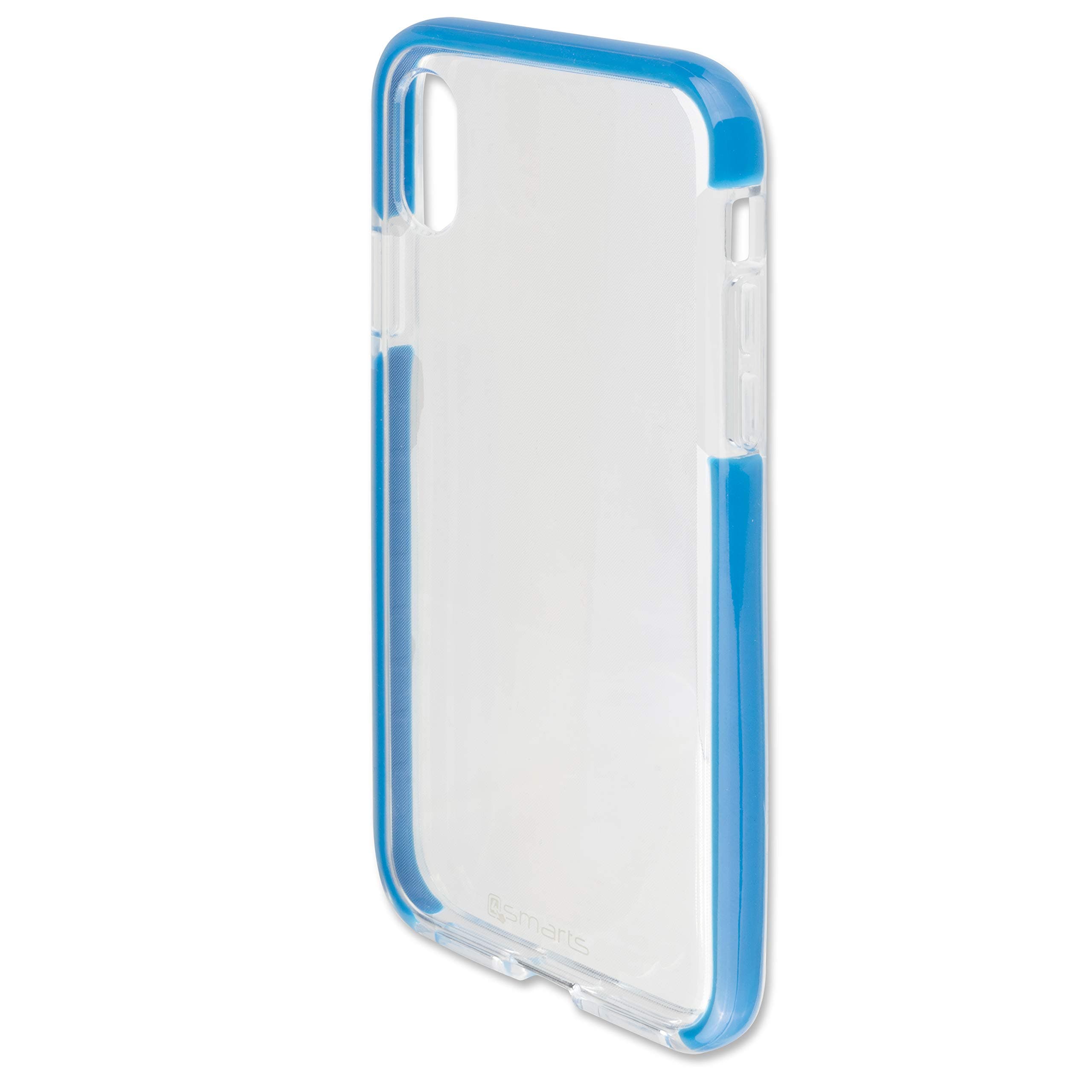 Калъф Apple iPhone X, страничен протектор с гръб, силиконов, 4smarts Soft Cover Airy Shield, удароустойчив, прозрачен/син