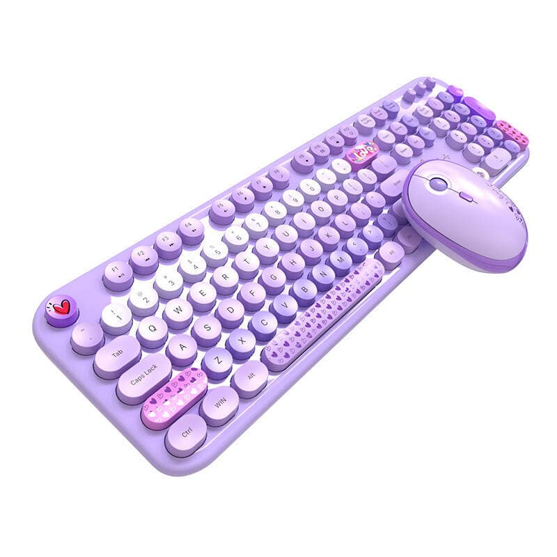 Комплект безжични клавиатура и мишка - MOFII Lovely Wireless Keyboard and Mouse Set 2.4 GHz (лилав)