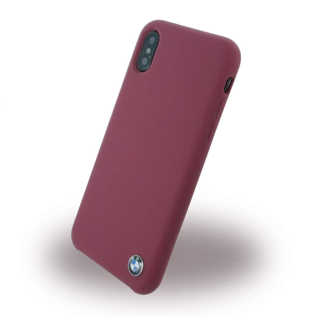 Калъф Apple iPhone X, страничен протектор с гръб, термополиуретанов(TPU), BMW Signature Silicone Hard Case, Shock Absorbent, вътрешната част е от микрофибър, червен