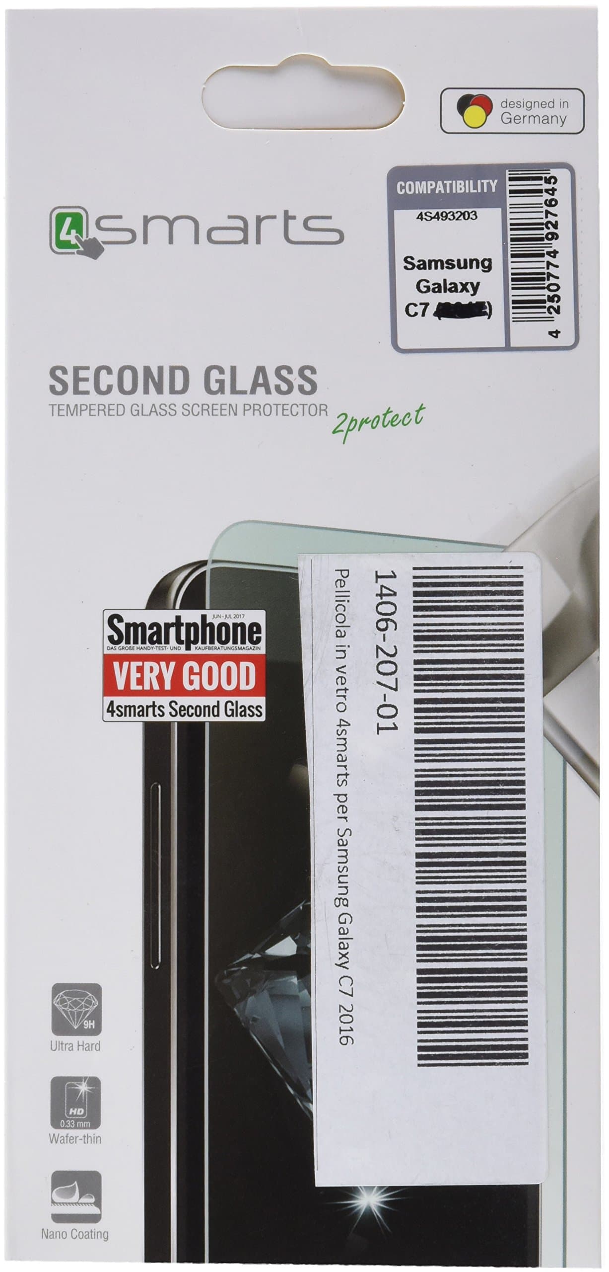 Протектор от закалено стъкло /Tempered Glass/ 4smarts Second Glass, за Samsung Galaxy C7 2017