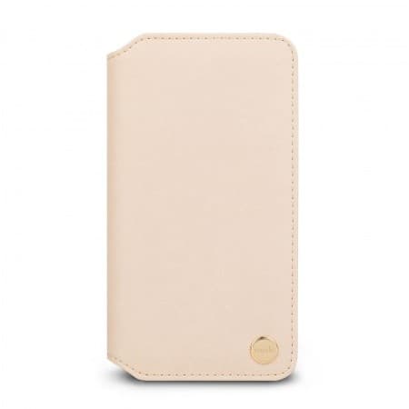 Кожен/текстилен калъф, тип портфейл и поставка за iPhone XR - Moshi Overture Case (бежов)