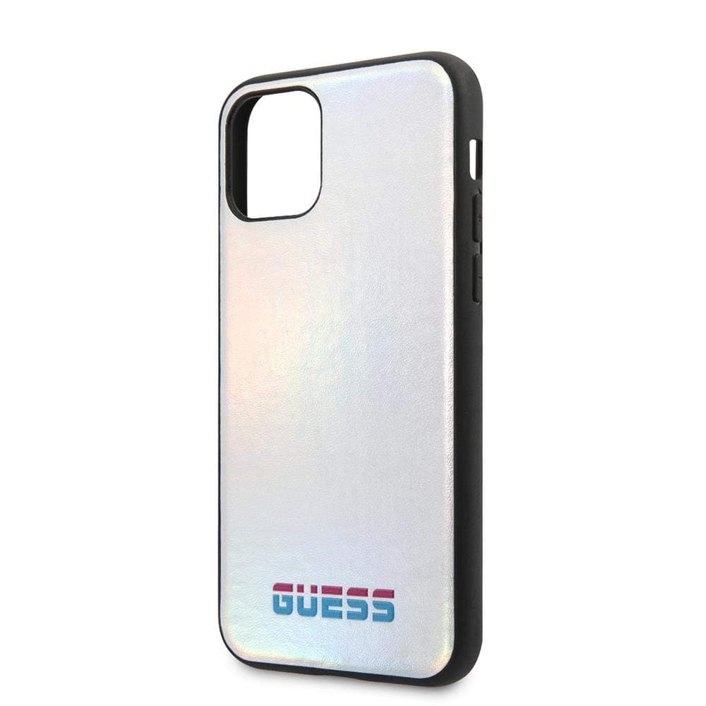 Калъф за Apple iPhone 11 Pro, хибриден, Guess Iridescent Leather Hard GUHCN58BLD, сребрист